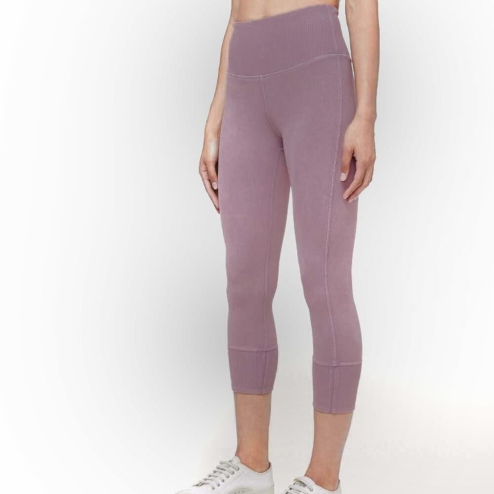 Lululemon Sz 10 Wunder Under Crop 23" Ribbed Leggings Washed Antoinette